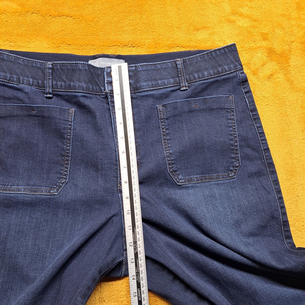 Wit & Wisdom Emma Wide Leg Crop JeansWomen 18 Dark Indigo Excellent Patch Pocket - Picture 6 of 11